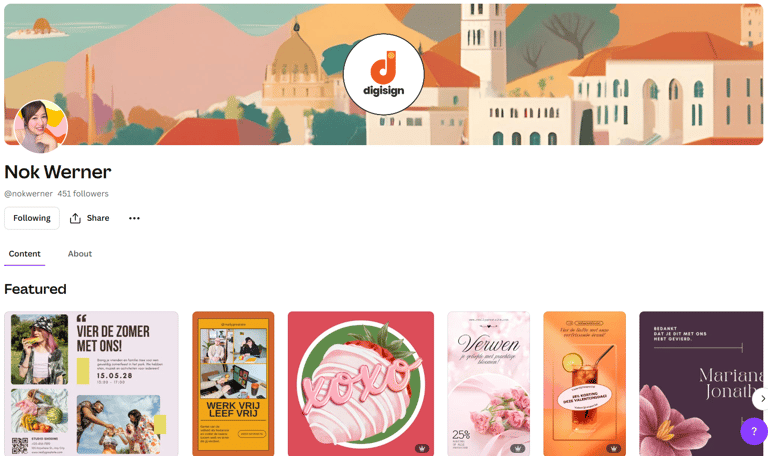 Canva creator profile of Nok Werner