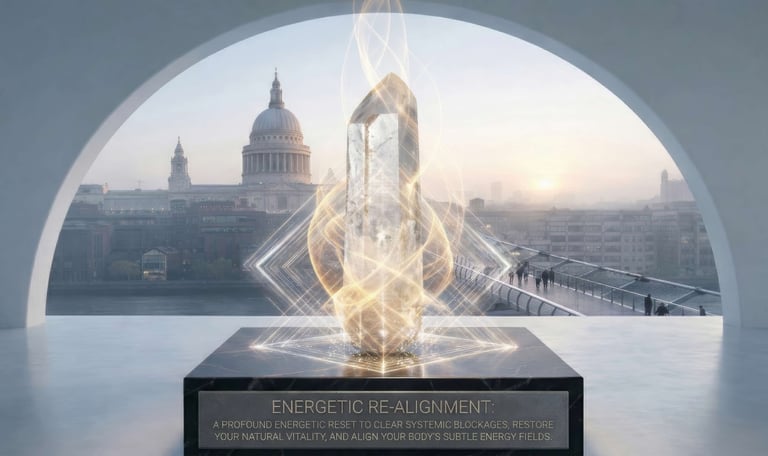 Guided mindfulness and inner noise silencing concept with crystals by Ricardas Miliusis