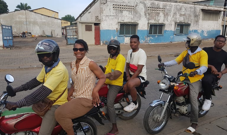 Tourists on the Scooters in Benin