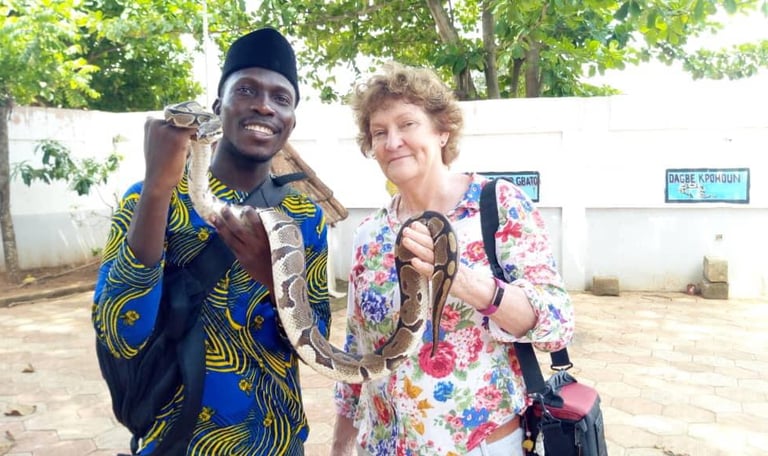 Tourist Visiting Pythons Temple in Benin