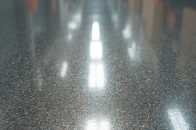a room with epoxy flooring