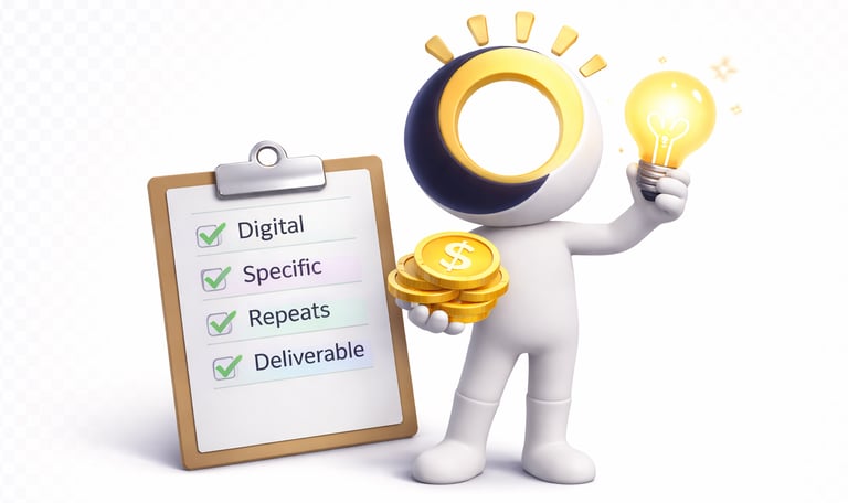 Illustration representing value created through a faceless, system-first online business