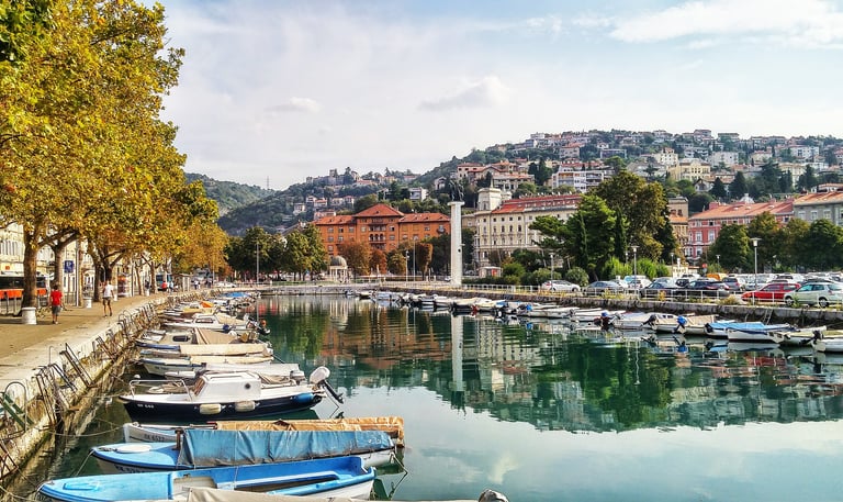 Rijeka harbor with small boats on canal