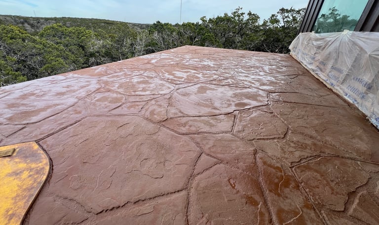 Stamped concrete balcony.
