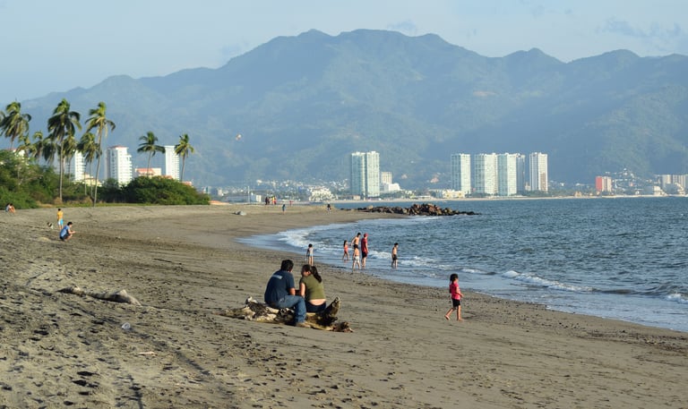 Puerto Vallarta Coast with people on beach