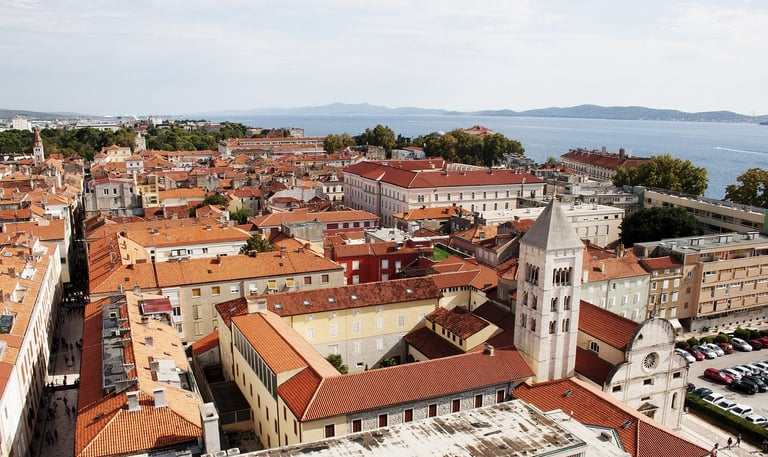 Zadar Croatia buildings in city overlooking sea