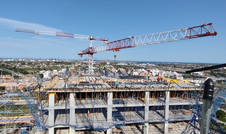 edificio estructura de hormigon con forjado reticular