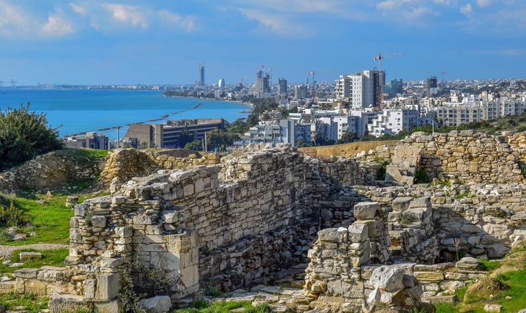 Limassol Cyprus skyline with ruins
