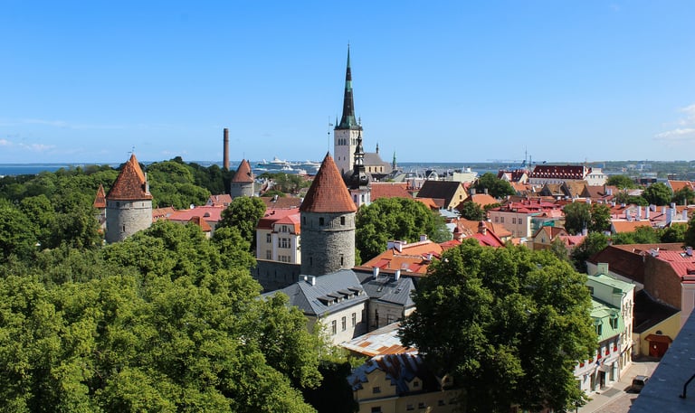 Tallinn Estonia buildings overlooking cruise port