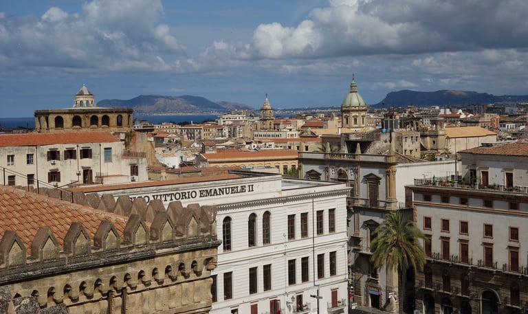 Palermo cityscape with mountains in distance