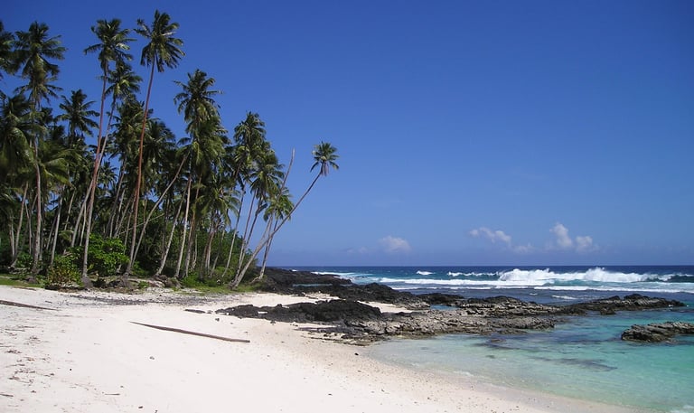 beaches with waves on coastline in Samoa
