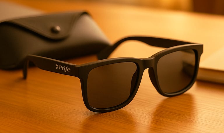 Aurora optics de Prife en mesa de madera