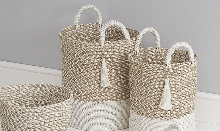 Custom baskets made from cotton and jute materials