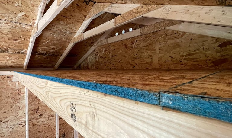 Custom shed with built-in loft for extra storage, handcrafted in Massachusetts and Rhode Island.