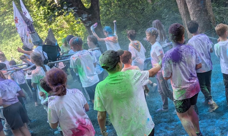Scouts from Grassendale enjoying a colour run