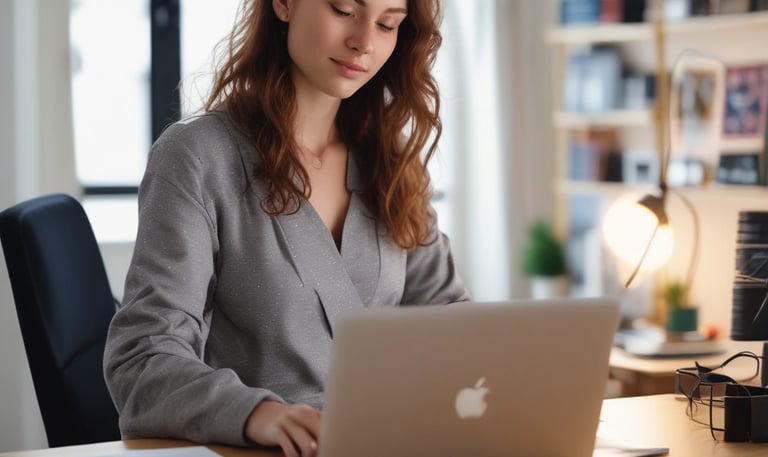 a woman sitting on a couch with a tablet