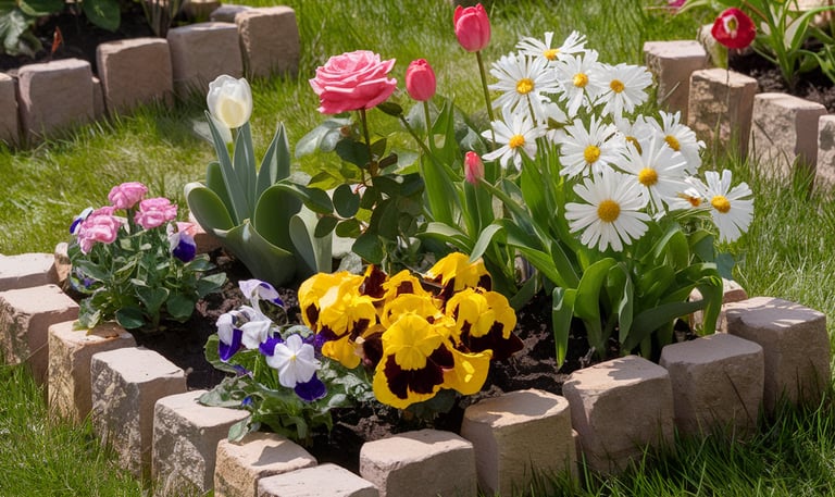 Beautifully designed flower beds