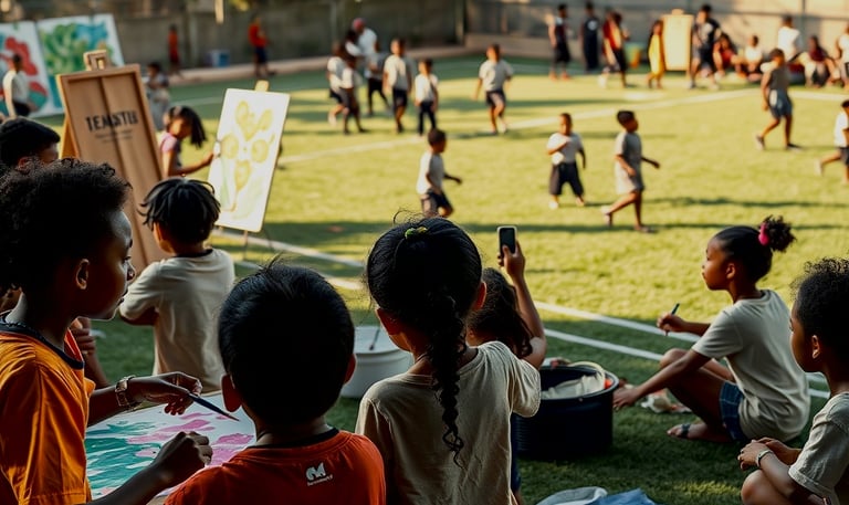 un groupe d'enfants jouant au football