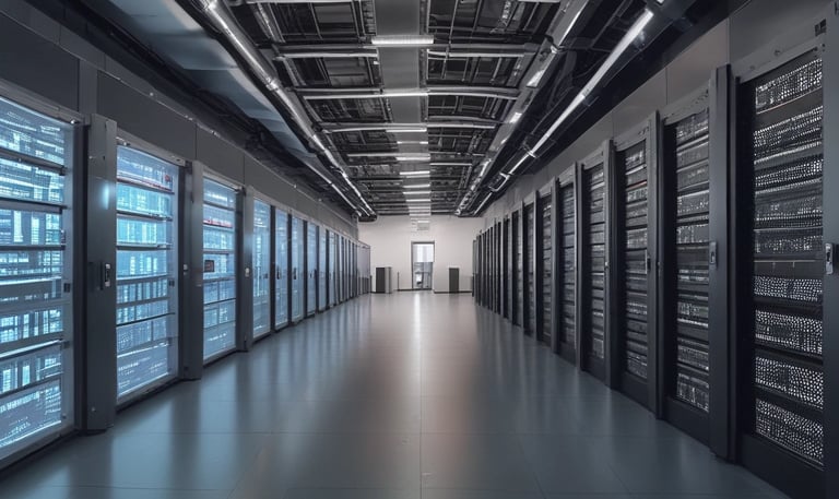 A professional security control room with multiple monitors displaying Genetec Security Center interfaces.
