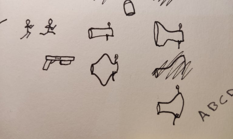 Recorte original de una hoja dibujada para obtener los sprites de Jumpage