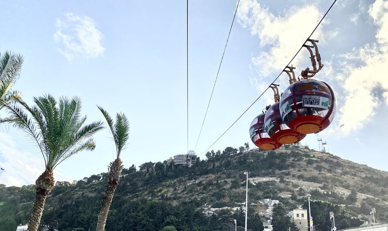 Haifa Israel Funicular going up to observation deck