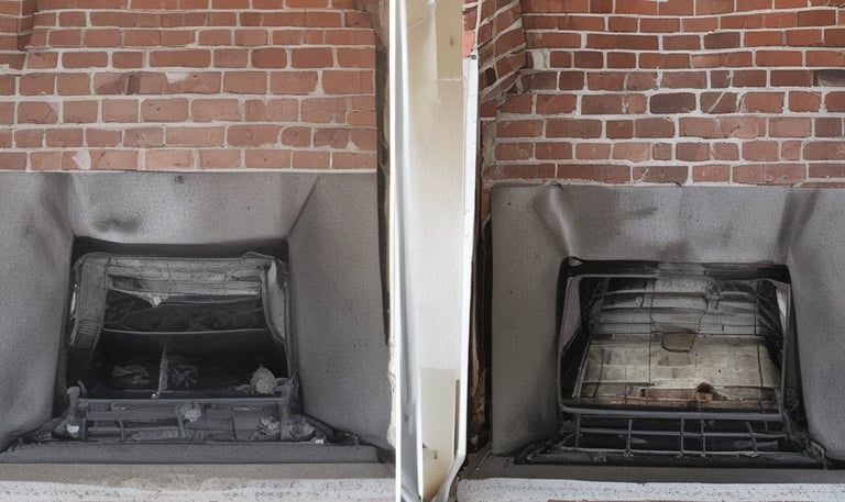 Technician repairing a brick chimney on a residential home in Nashville.