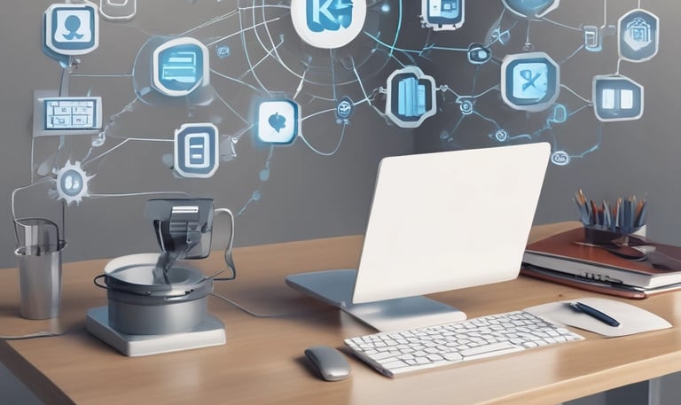 Modern smartphone showing an AI-powered call assistant app in use by a user in a cozy workspace.