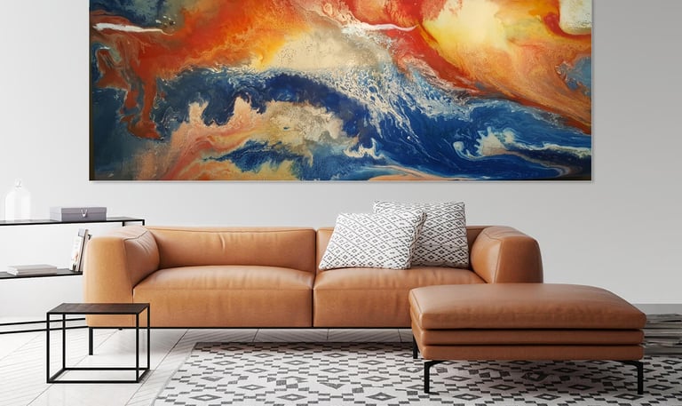This 3 x 7 painting, titled "Odyssey," created in 2017, was a special donation for the raffle held a