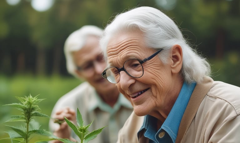 An illustration showing innovative cannabis-based products and research.