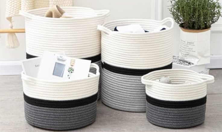 Handmade storage baskets manufactured in India for export