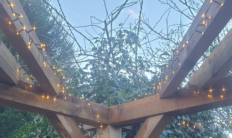 A garden design in Manchester showing part of a pergola