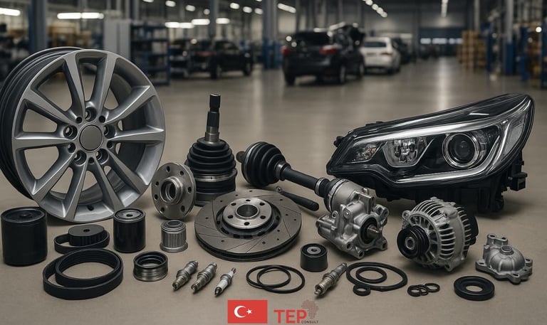 a car with a wheel and a wheel on a table