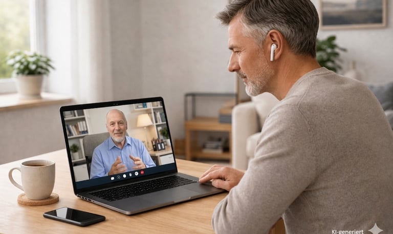 Online-Coaching zu digitalen Themen mit einem männlichen Kunden