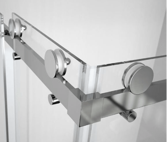 Close‑up of sliding shower door rollers and glass rollers FixShowers replaces in Auckland