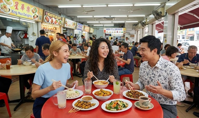 Employees socializing having lunch together