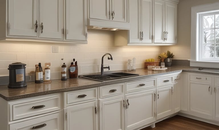 A sunlit living room showcasing smooth freshly painted off-white walls with crisp trim.
