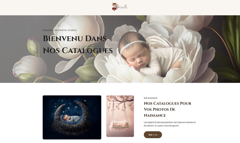 Newborn baby sleeping in a large white peony flower for professional photography catalog.
