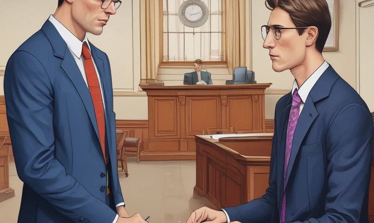 A warm meeting between advocate Gaurav Kathuria and a client discussing legal documents.