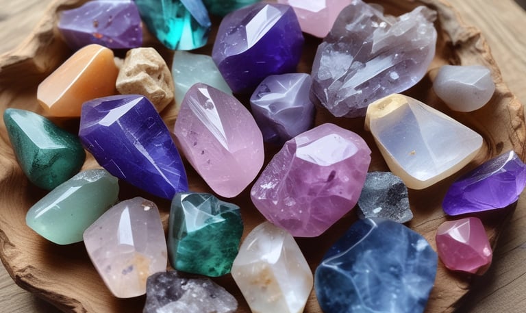 An enchanting scene of a ritual with crystals and candles.