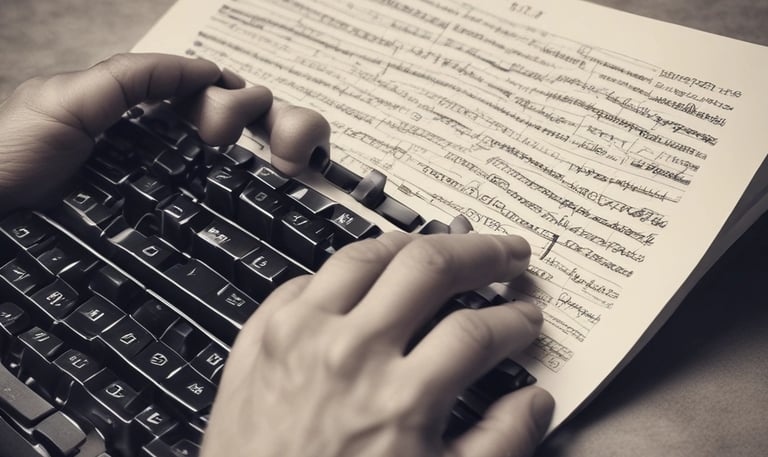 A focused student practicing shorthand typing on a modern keyboard.