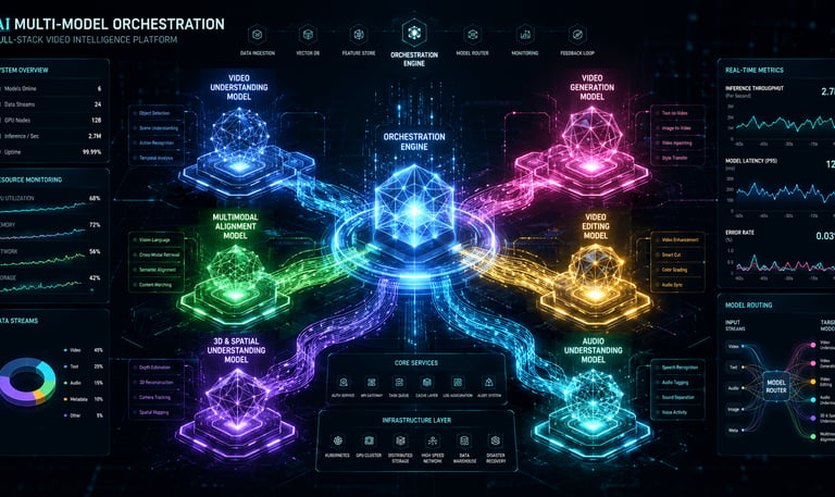 NovMotion generative artificial intelligence engineering dashboard showing full-stack multi-model or
