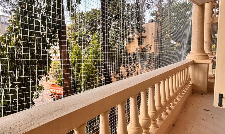 balcony pigeon nets installation by arjilli enterprises