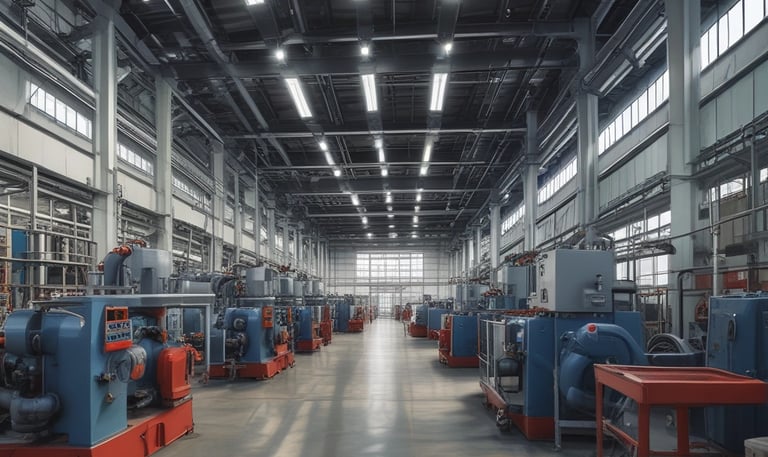 Laboratory technicians in white coats inspecting pharmaceutical products under bright lights.