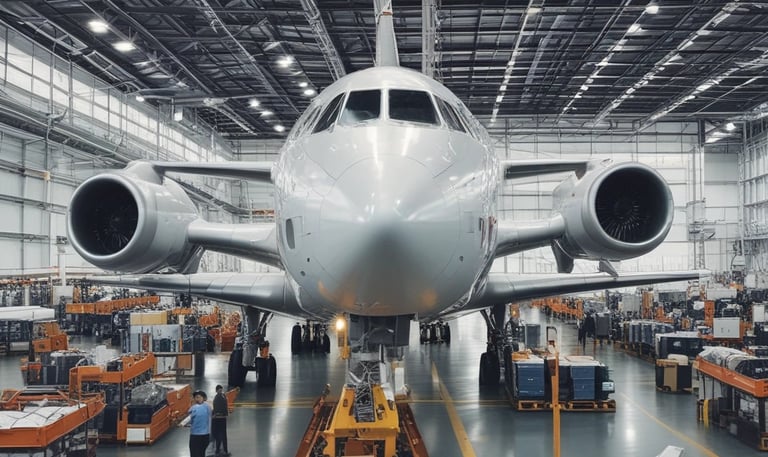 A busy industrial warehouse with workers coordinating shipments and inspecting equipment.
