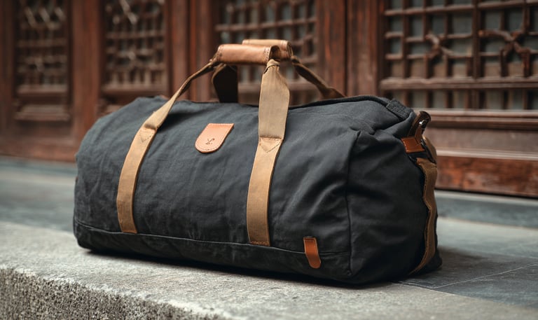 Duffel bag with shoe pocket and mesh panel