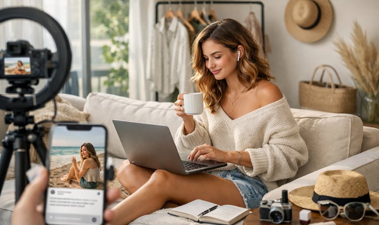 AI-powered social media content workflow helping influencers maintain consistent creative flow