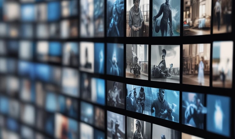 A creative workspace showing cinebrew's drag-and-drop storyboard interface on a laptop screen.