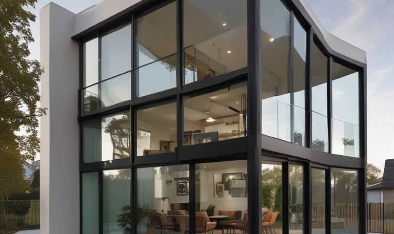 A modern aluminum and PVC window installation on a residential building.