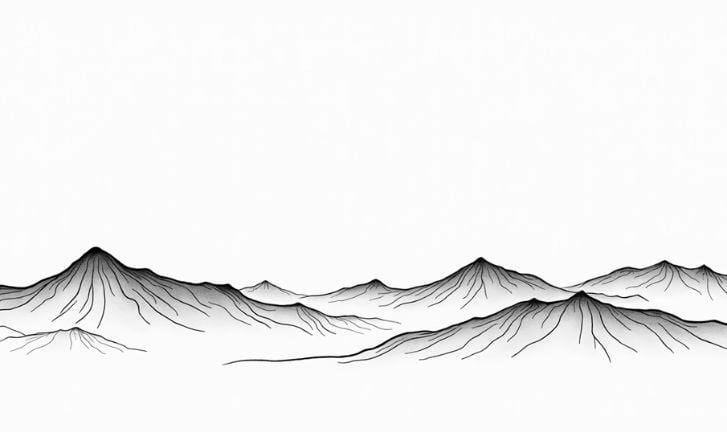 Abstract Nordic contour line art — flowing black line across white space, inspired by minimal form.