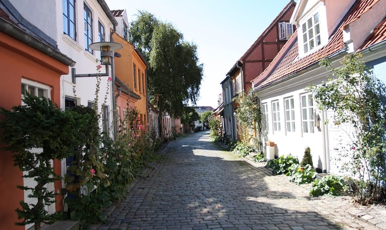 Aarhus Denmark Cobblestone Street
